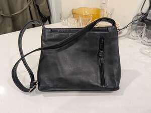 Derek Alexander Black Pebbled Leather Crossbody Bag – Adjustable Strap